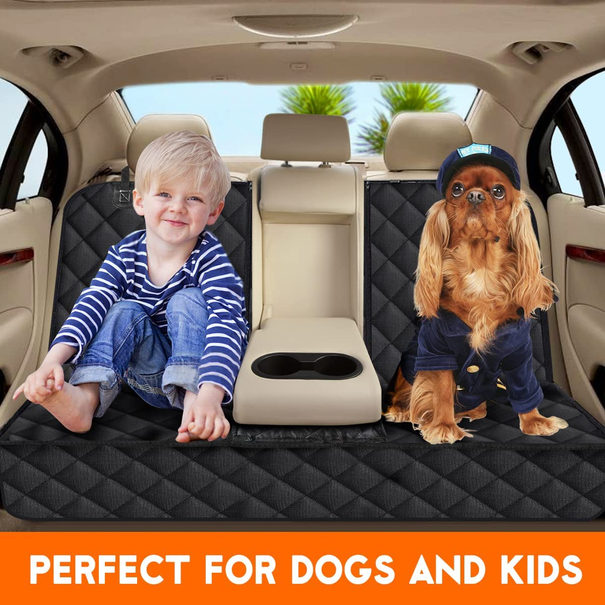 Ultimate Waterproof Dog Car Seat Cover - Non-Slip Back Seat Protector for Pets and Kids, Fits Most Cars, Trucks, and SUVs - Black