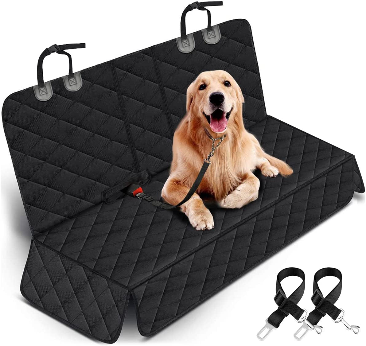 Ultimate Waterproof Dog Car Seat Cover - Non-Slip Back Seat Protector for Pets and Kids, Fits Most Cars, Trucks, and SUVs - Black